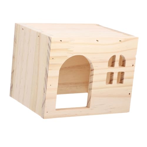 Mikikit Hamsterversteck Hamsterhaus für Haustier Kaninchen Hamsterbettwäsche meerschweinchen lebensraum kleintierhaus Hamster zubehör Hamster Holzhaus Hamster -Versteck hölzern von Mikikit