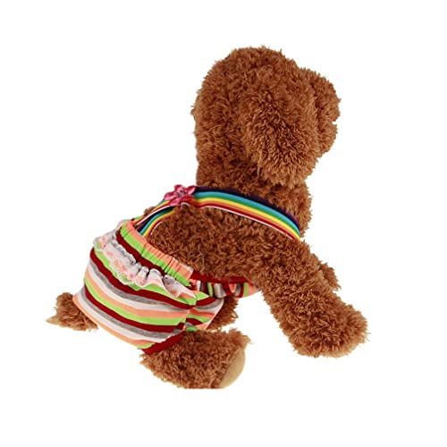 Mikikit Hündchen Hundehosenhose: Bunt Gestreifte Haustierhund Windeln Sanit?r Physiologische Hosen Doggy K?tzchen Unterw?sche- Hosen Design Versch?rfen Die Sanit?rblicken mit Gurten- XL von Mikikit