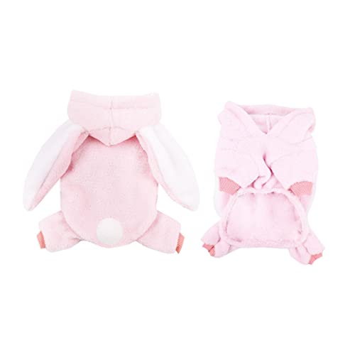 Mikikit Welpenkostüm Hundeweihnachtspullover Rosa Häschen-hundekostüm Welpen-Pyjama Katzen-Outfit Lustige Hundekostüme Partykleidung Für Haustiere Rosa Tanktop Vierbeinige Kleidung Gitter von Mikikit