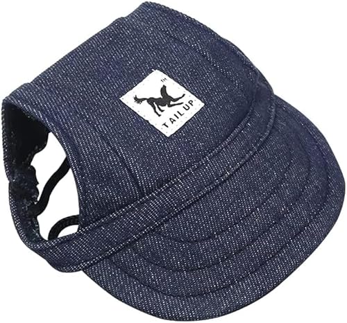 Baseballkappe für Hunde, verstellbar, für Outdoor-Sport, Sonnenschutz, Baseballmütze, Sonnenhaube, Outfit mit Ohrlöchern, für Welpen, kleine Hunde, Größe S, Blau von Mikiuly