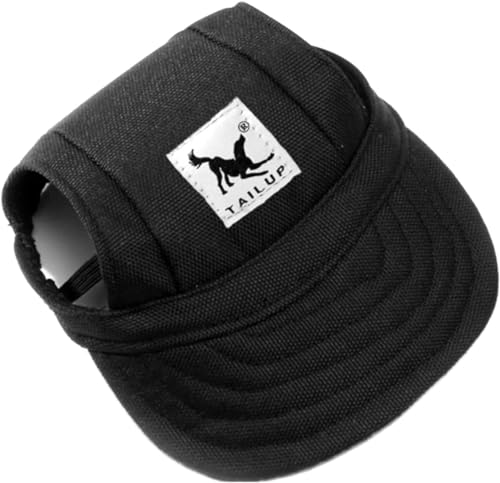 Baseballkappe für Hunde, verstellbar, für Outdoor-Sport, Sonnenschutz, Baseballmütze, Sonnenhaube, Outfit mit Ohrlöchern, für Welpen, kleine Hunde, Größe S, Schwarz von Mikiuly