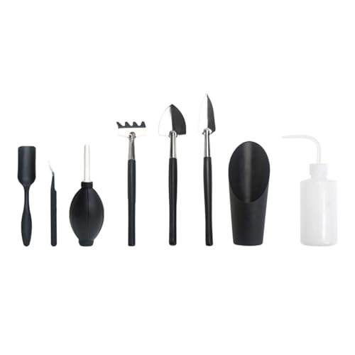 Gartengeräte Set,8 Stück Gartenwerkzeug Set,Sukkulenten Garten Werkzeug Set, Mini Garten Werkzeuge,Bonsai Werkzeug Set,für Umtopf, Sukkulenten, Sämling,Zimmerpflanzen von Mikiuly