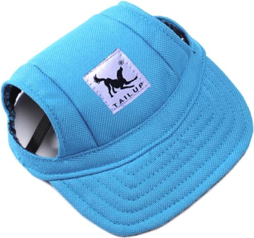 Hunde Baseball Cap, Haustier Baseball Mütze, Haustier Baseball Outdoor Cap, Haustier Visor Caps, Hund Sport Hüte, mit Ohrlöchern und Verstellbarem Kinnriemen, für Hunde Haustiere Welpen, Blassblau, S von Mikiuly