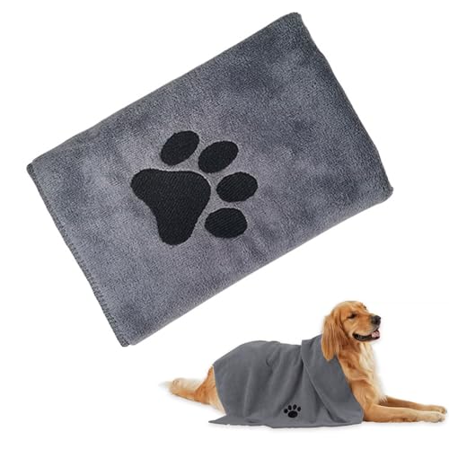 Hundehandtuch,Hunde Handtuch Extra Saugfähig,Mikrofaser Hundehandtuch,GroßEr Hunde Handtuch,75 x 35 cm Hunde Handtuch für Katzen,Ideal für Kleine,Mittelgroße & Große Hunde & Katzen,Grau von Mikiuly