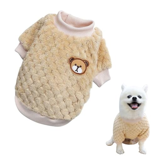 Hundepullover, Haustier Plüsch Pullover, Hundekleidung, Hunde Warme Wintermäntel, Hundepullover Weiche Verdickung Warm Welpe Haustier Kostüm Winter Welpenpullover für Hunde Katzen, L, Gelb von Mikiuly