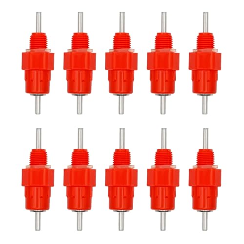 Tränke für Geflügel,Geflügeltränke,Automatische Waterer Huhn,Automatische Geflügeltränke,Automatische Wasser Nippel Trinker,Geflügeltränke aus Kunststoff,für Hähnchen Enten Geflügel,Rot,10 Stück von Mikiuly