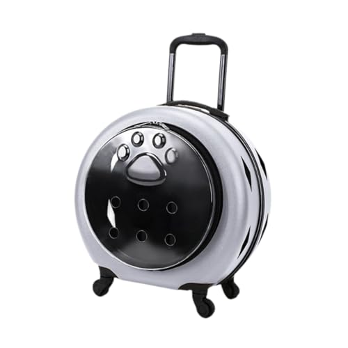 Haustier-Trolley-Kiste mit Rädern, Weltraumkapsel-Katzen-Reisetasche, tragbarer Katzen-Welpen-Hundeträger für Reisen, Outdoor, Spazierengehen, Silber von Milageto