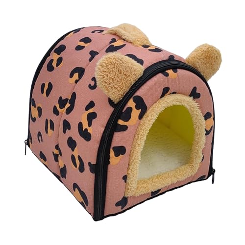 Milageto 2-in-1 faltbares Haustierhaus, Katzenhöhle für Hauskatzen, bequemes Kätzchen, warm für kleine Hunde, Welpen, mit waschbarem Kissen, Katzenbett, rot 35x29x29cm von Milageto