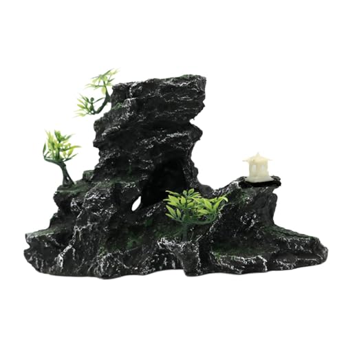 Milageto Aquarium Dekoriert Felsen Aquarium Landschaftsbau Harz Unterschlupf Mountain View Stein Ornament Aquarium Dekor für Mikro-Landschaft von Milageto