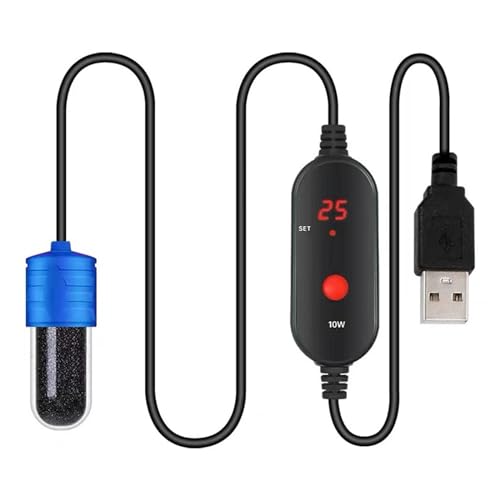 Milageto Aquarium-Heizung, 15–34 °C, Temperaturregler, LED-Digitalanzeige, USB-Aufladung, Überhitzungsschutz, 15W von Milageto