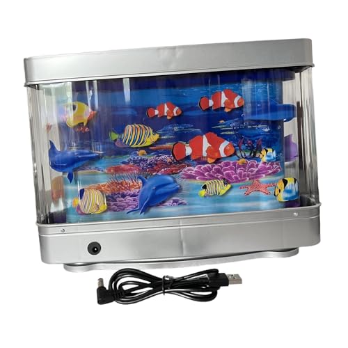 Milageto Aquarium LED Nachtlicht Tischplatte Ornament Imitation Meer Landschaft Künstliche Fisch Tank Umgebungs Licht für Wohnzimmer, Grosser Fisch von Milageto