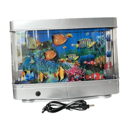 Milageto Aquarium LED Nachtlicht Tischplatte Ornament Imitation Meer Landschaft Künstliche Fisch Tank Umgebungs Licht für Wohnzimmer, Kleiner Fisch von Milageto