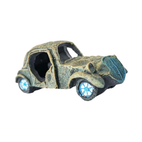 Milageto Auto Wrack Aquarium Decor Dekoration für Ruhespiel, einzigartige Statue, Landschaftsharz -Ornament Fische Garnel, Classic Car Statue von Milageto