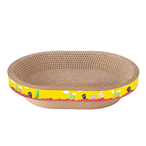 Milageto Katzen Kratzbrett, Cat Scratcher Karton Oval gewelltes Kratzbrett Verhindert Möbelschäden Kratzbrett Toy Kitty Cat Scratcher Pad Nest, XL von Milageto