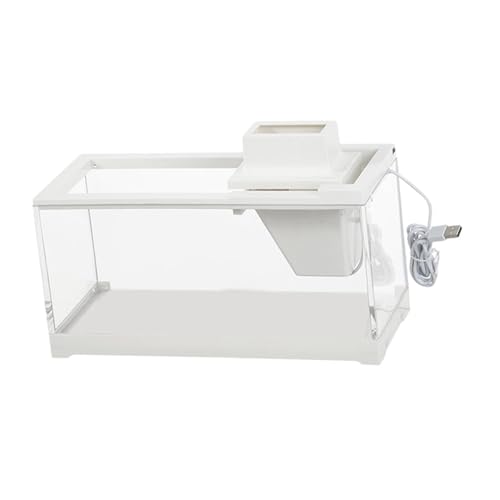 Milageto Desktop-Aquarium weiß mit Wasserfiltration, kleines transparentes Fischglas-Aquarium für Desktop-Home-Office-Goldfische, mit Pumpe und Licht von Milageto