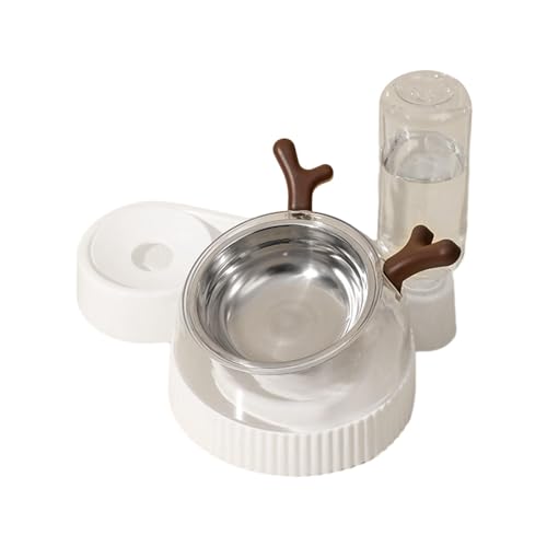 Milageto Erhöhter Futter, Futter, langsamer Futterspender, Futter, um 15° geneigte Katzennäpfe, Futter- und Wasser-Set für Katzen, Hunde, Braunes Geweih von Milageto