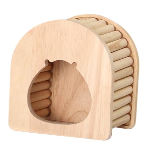 Milageto Hamster-Holzhaus-Versteck, Kleintierhaus, DIY-Käfig-Ruhe, winzige Rennmäuse, belüfteter Käfig-Dekor, Käfig-Zubehör, Erkundungsspielzeug, Kuppel von Milageto