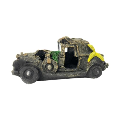 Milageto Harz Auto Wrack Aquarium Dekoration Aquarium Verstecken Höhle Hause Statue Aquarium Ornament für Rest Spielen Krebstiere Kleine Fische, Auto von Milageto