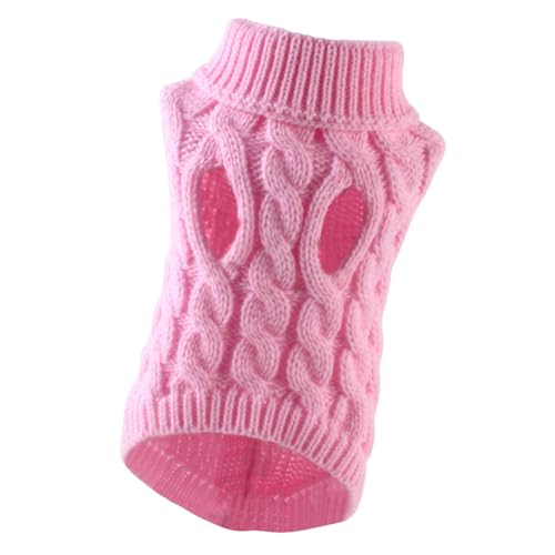 Milageto Haustier-Pullover, warm, weich, bequem, Haustier-Kleidung, gestrickt, Haustier-Welpen-Kleidung, Hunde-Winterpullover, Rosa L von Milageto