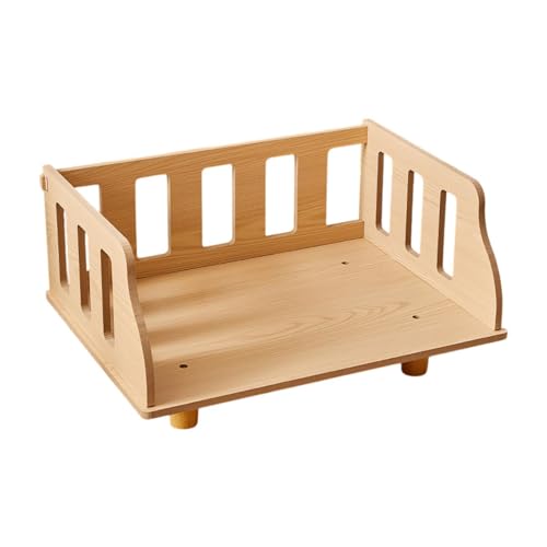 Milageto Holzkatze Schlafbett Welpe Tierbett bequem kleine Hunde Bett Holz erhöhtes Katzenbett Kätzchen Rastbett für Meerschweinchen, 51x36x22cm von Milageto