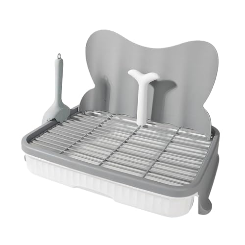 Milageto Hundetoilette mit Harnsäule Welpe Pee Pad Pan Pan Haustier Training Toilettenschale für kleine und mittlere Hunde Haus im Innenbereich, Grau von Milageto