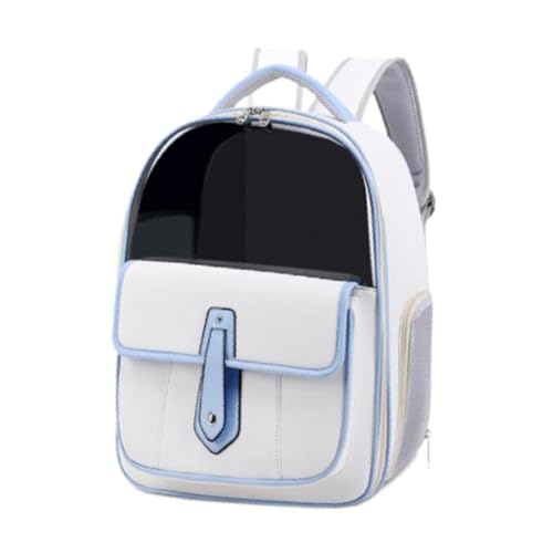 Milageto Katzen-Rucksack, Reisetasche für Katzen und kleine Hunde, Tragetasche mit transparentem Fenster, Katzen-Welpentasche für Sommerreisen, Weiss von Milageto