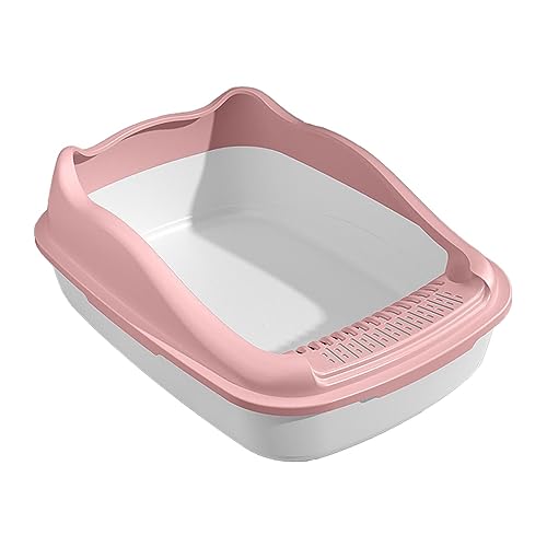 Milageto Offene Katzentoilette, Haustiertoilette, tiefes Klo, einfache Reinigung, Toilettensandkasten, Behälter, Töpfchen, Toilette, Katzentoilette für, Rosa 36,9 x 29,3 x 16 cm von Milageto