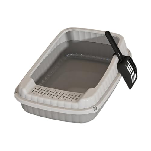 Milageto Offene Top -Katzenstreu -Schachtel Haustier Katze Katzen Sandkasten Haustier Vorräte Hochseiten Katzen Toilettenkätzchen Töpfchen Toilette für, Grau von Milageto