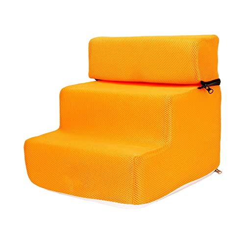 Milageto Tragbare Hundetreppe Leiterrampe Abnehmbare Klettertreppe Waschbar 3 Stufen für Sofa Indoor, ORANGE von Milageto