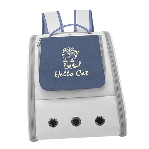 Milageto Tragetasche für Haustiere, Wanderrucksack für Haustiere, Netzabdeckung, bequem zusammengeklappt, praktische Katzen-/Hundetasche, Hunderucksack-Tasche, Blau von Milageto