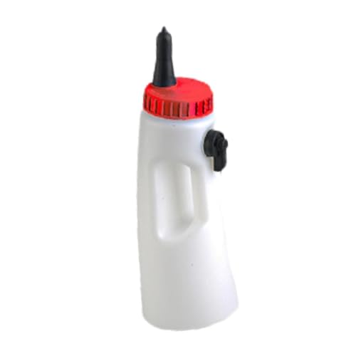 Milageto Wadenmilchflasche Verstellbarer Milchfluss 2 l Handheld großer Kapazität Tragbar leicht zu reinigen Wadenmilchflasche für Kälber, Rote Mütze von Milageto