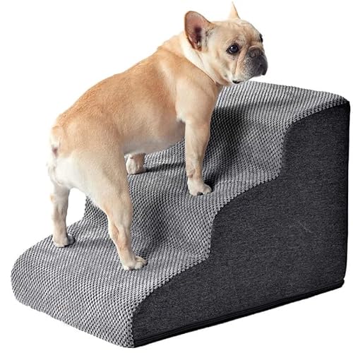 große Hundetreppe – rutschfeste Haustiertreppe für kleine Hunde und Katzen, 3-stufige Hundetreppe für Sofa mit hochdichtem Schaumstoff und abnehmbarem Bezug – italienisches Design von MilanoRevolution