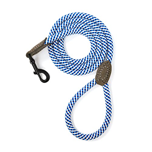 Mile High Life Hundeleine für Bergsteiger mit robustem Metallverschluss, maßgeschneiderte Verbindung aus echtem Leder mit starken Nähten, Blau und Grau, 121,9 cm (121,9 cm) von Mile High Life