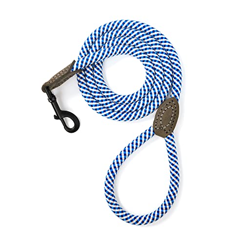 Mile High Life Hundeleine für Bergsteiger mit robustem Metallverschluss, maßgeschneiderte Verbindung aus echtem Leder mit starken Nähten, Blau und Grau, 152,4 cm (152,4 cm) von Mile High Life