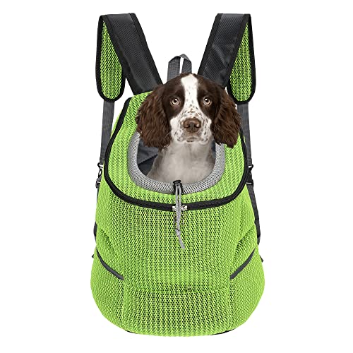 Mile High Life Wanderrucksack für Haustiere im Freien | Tragetasche für kleine Hunde | Hunderucksack mit atmungsaktivem Netz mit weicher Polsterung (Kamm, Limettengrün, Größe S (1 Stück) von Mile High Life