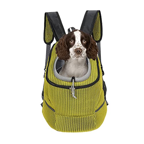 Mile High Life Wanderrucksack für Haustiere im Freien | Tragetasche für kleine Hunde | Hunderucksack mit atmungsaktivem Netzgewebe mit weicher Polsterung (Kamm, Gelb, Größe S (1 Stück) von Mile High Life