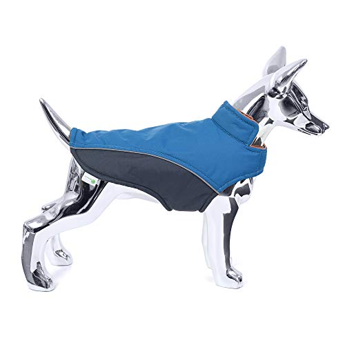 Mile High Life | wasserdichte warme Hundejacke | Kleine Hundejacke Einfacher Verschluss | Welpenmantel Reflektierende Streifen für Nachtspaziergang(Blau, XS) von Mile High Life