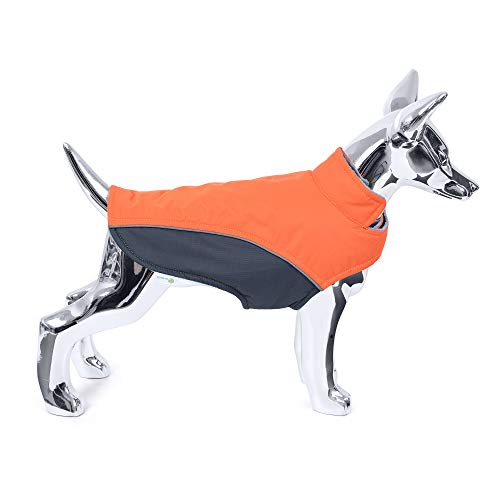 Mile High Life | wasserdichte warme Hundejacke | Kleine Hundejacke Einfacher Verschluss | Welpenmantel Reflektierende Streifen für Nachtspaziergang(Orange, S) von Mile High Life