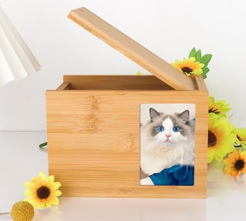 Katze Hund Memorial Box, Liebe Haustier Holzkiste, Haustier Sarg, natürliche Massivholz Fotorahmen, hölzerne Haustier Urne, Urne Gedenk Kremation verstorben, Haustier Katze Hund Beerdigung liefert von Milgeol