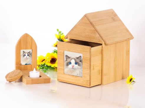 Katze Hund Memorial Box, Liebe Haustier hölzerne Box, Haustier Sarg, natürliche Massivholz Fotorahmen, hölzerne Haustier Urne, Urne Gedenk Kremation Verabschiedung, Haustier Katze Hund Bestattungsbeda von Milgeol