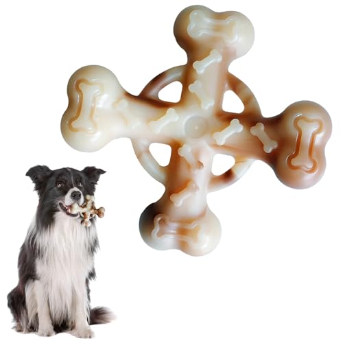 Milgeo Cross Dog Bones Candy Bones, Indestructible Chew Toy, Helps Dog Teeth Cleaning, Suitable for Dogs Who Like Chewing, Durable Nylon Bones Puppy Toy (5") (Bright White) von Milgeol