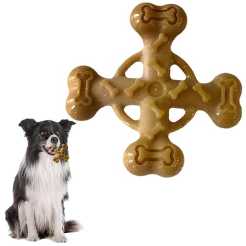 Milgeo Cross Dog Bones Candy Bones, Indestructible Chew Toy, Helps Dog Teeth Cleaning, Suitable for Dogs Who Love Chewing, Durable Nylon Bones Puppy Toy (5") (Brown) von Milgeol