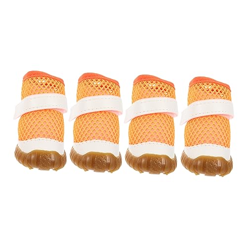 Milisten 4 Stück Haustierschuhe Mesh-Schuhe Für Hunde Haustierstiefel Dekorative Hundestiefel Atmungsaktive Hundeschuhe wasserdichte Stiefel Für Haustiere Hundezubehör PVC Orange von Milisten