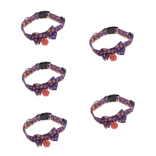 5St Halloween-Kragen Halloween Theme Halloween Costume Welpe Fliege verstellbares hundehalsband Haustier dekoratives Katzenhalsband Katzenschleifenhalsband Polyester Violett MILISTEN von Milisten