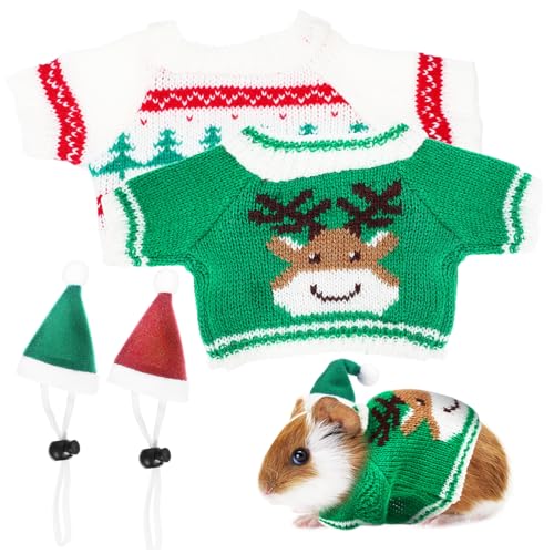 MILISTEN 1 Satz Weihnachts-Cosplay-Kappe Meerschweinchenmatte Mit Meerschweinchen Darauf Heu Für Meerschweinchen Weihnachtsmann-Outfit Meerschweinchenfutter Rennmaus Bananenbett Polyester von Milisten