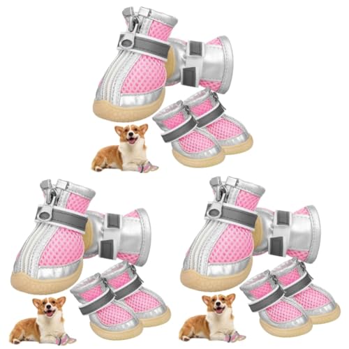 Milisten 12 STK kleine Hundesandalen hundepfoten hundeschuhe Hunde Schuhe mit Gummisohlen Sommer-Hunde-Sneaker Pfotenschutz Hundestiefel für kleine Hunde Hundebekleidung Oxford-Boden Rosa von Milisten