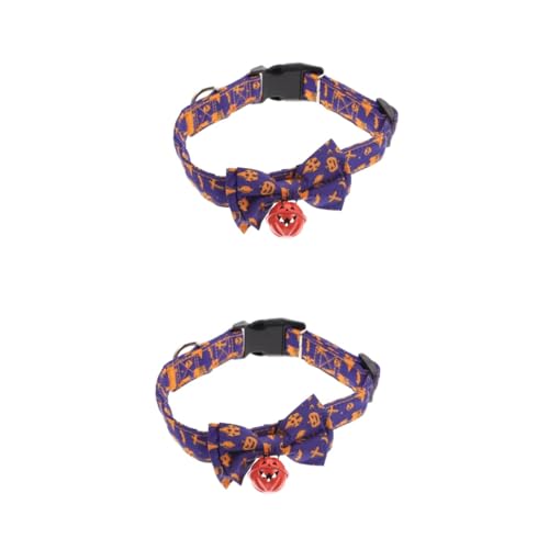 MILISTEN 2st Halloween-Kragen Abtrünnige Katze Festival-katzenschleifenhalsband Katze Halskette Welpen Hundehalsbänder Kürbisglocke Haustierhalsband Polyester Violett von Milisten