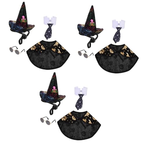 MILISTEN 3 Sätze Halloween-Mantel Halloween-Haustier-Bodysuit Haustierzubehör Mütze binden tierkostüme Tier kostüme Halloween-Hut-Kit für Haustiere Party-Haustier-Kostümzubehör Polyester von Milisten