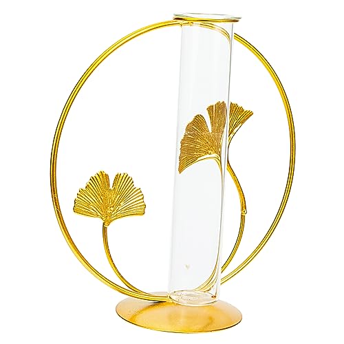 MILISTEN 3St Blumenständer aus Glas Blattkunst-Tischstatue Behälter für Blumenarrangements Living Room Decoration wohnzimmerdeko Hydroponische Pflanzvase Reagenzglasvase Metall Golden von Milisten