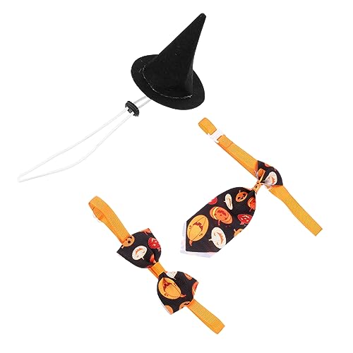 MILISTEN 4 Sätze Haustier-Halloween-Hut Welpenhalsband Haustier-Cosplay-Hut Halloween-Halsband Mit Fliege Für Haustiere Hundehalsbänder Für Welpen Halloween-hundekrawatte Kleidung Polyester von Milisten